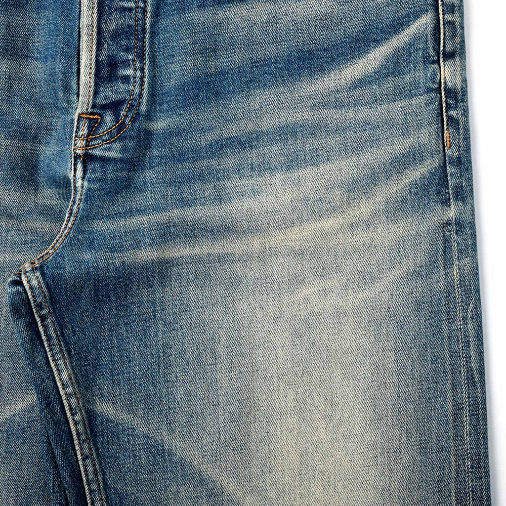Custom Men's Baggy Blue Washed Jeans With Selvedge Denim