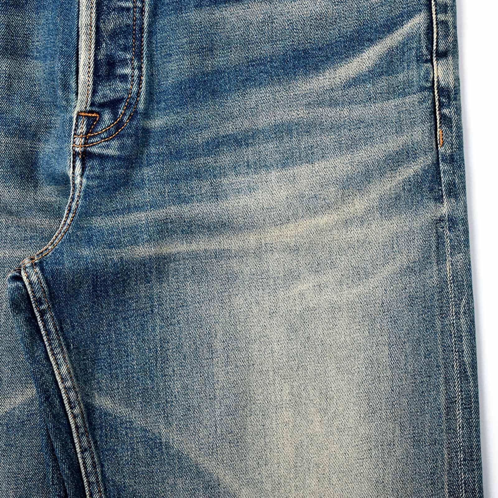 Custom Men's Baggy Blue Washed Jeans With Selvedge Denim