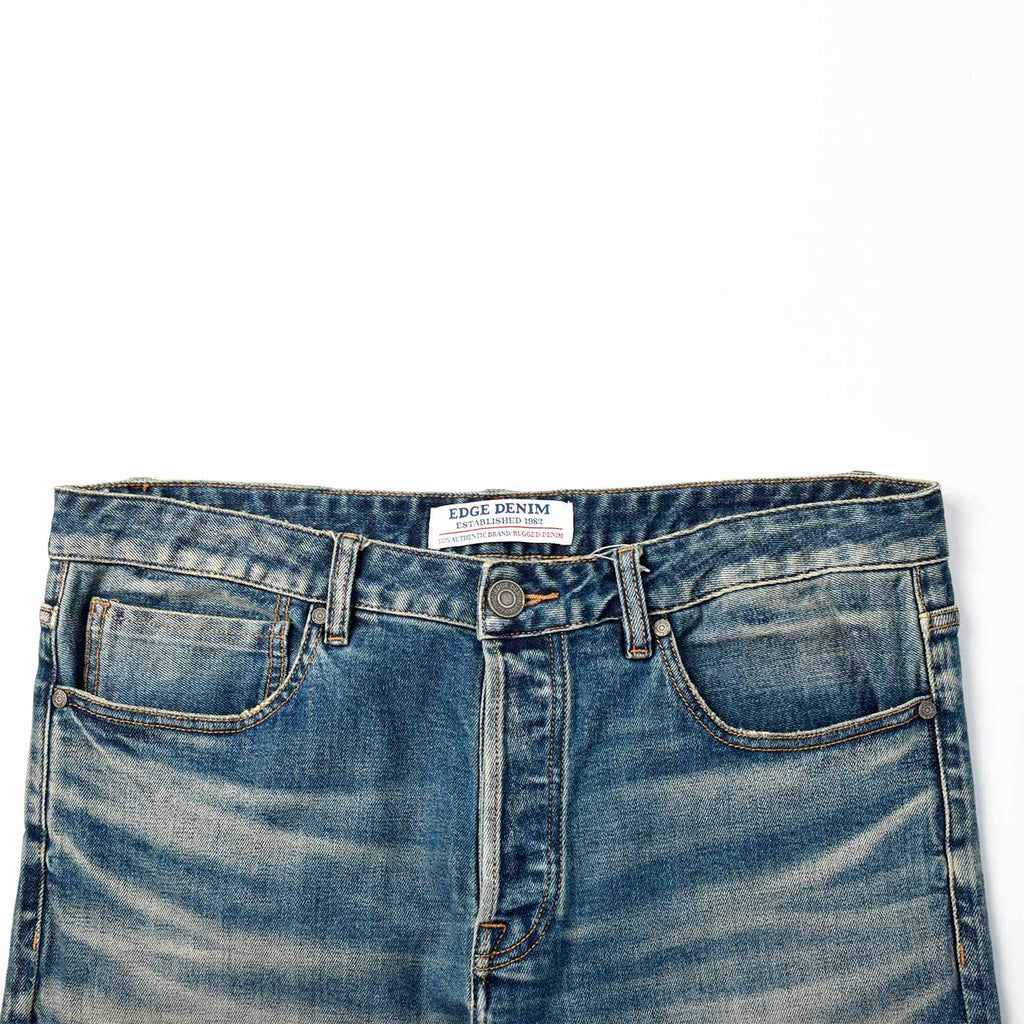 Custom Men's Baggy Blue Washed Jeans With Selvedge Denim