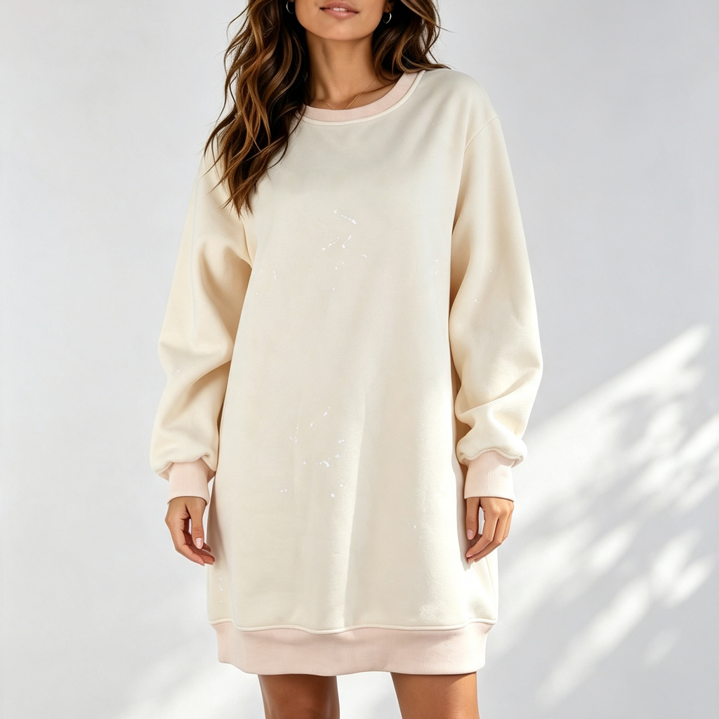 Custom Women's Fleece Cotton Plain Soft Oversized Long Sweatshirt