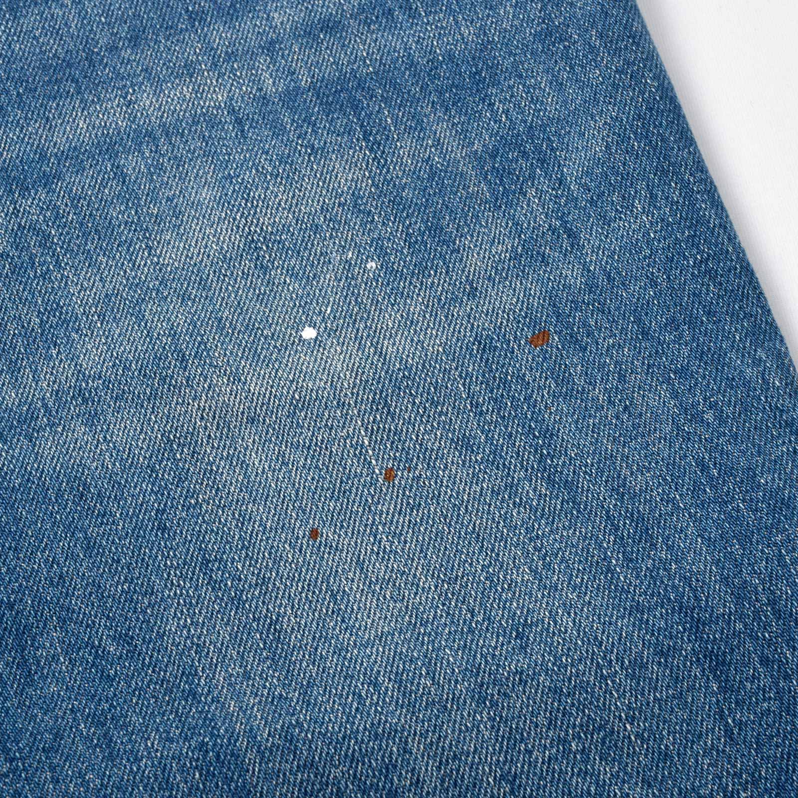 Custom Men's Blue Washed Skinny Jeans With Paint Splatters