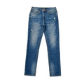 Custom Men's Blue Washed Skinny Jeans With Paint Splatters