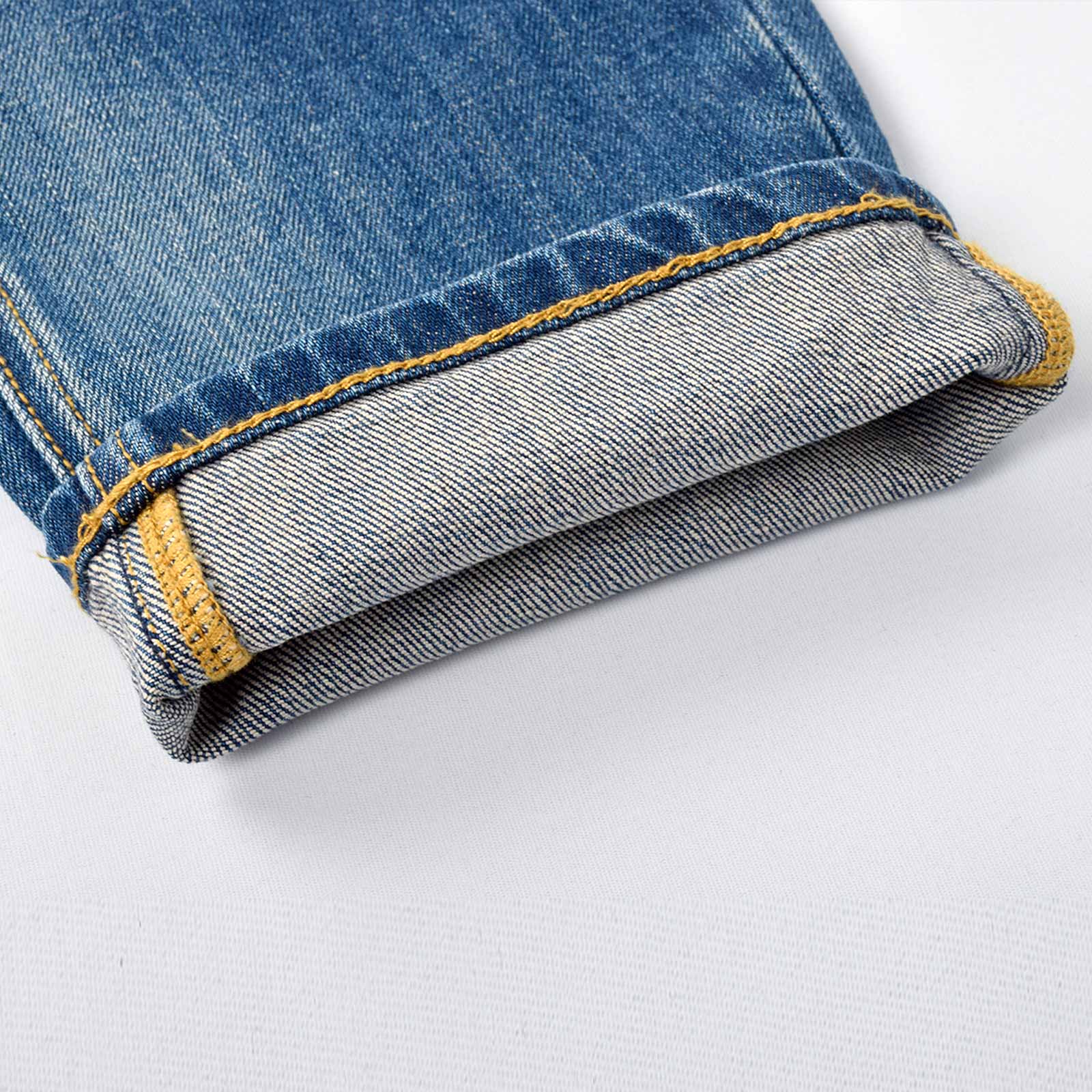 Custom Men's Blue Washed Skinny Jeans With Paint Splatters