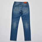 Custom Men's Blue Washed Skinny Jeans With Paint Splatters