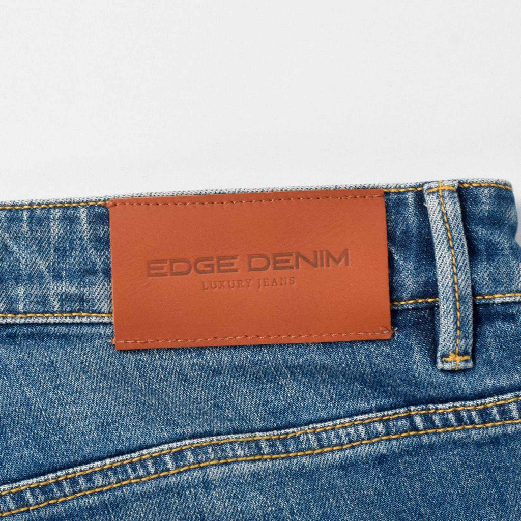 Custom Men's Blue Washed Skinny Jeans With Paint Splatters