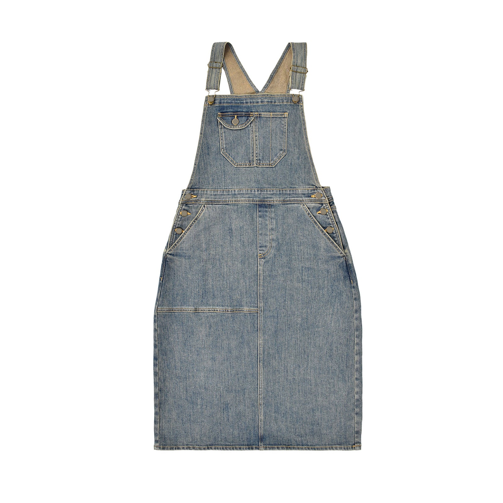 Custom Women Vintage Washed Denim Overalls Dress
