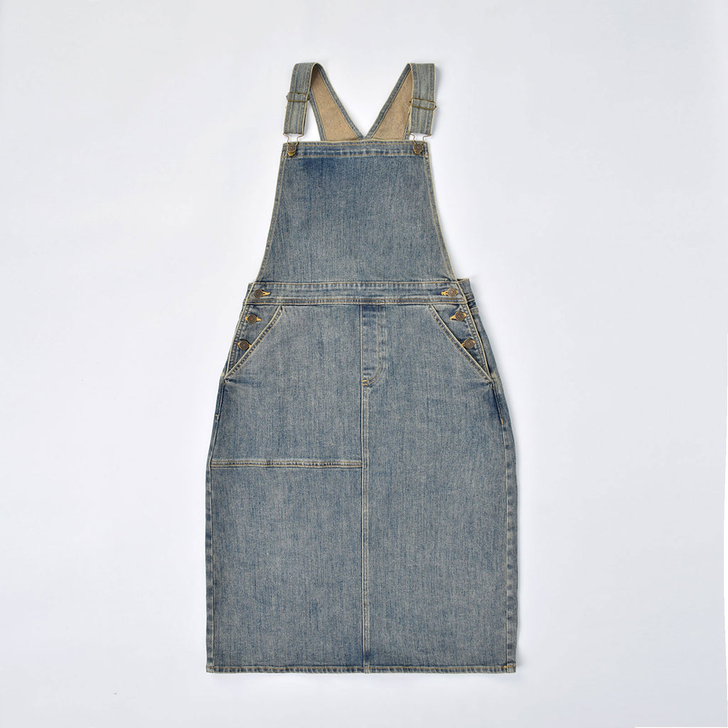 Custom Women Vintage Washed Denim Overalls Dress