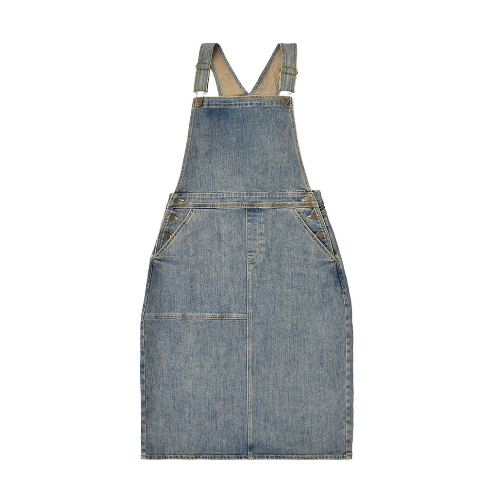 Custom Women Vintage Washed Denim Overalls Dress