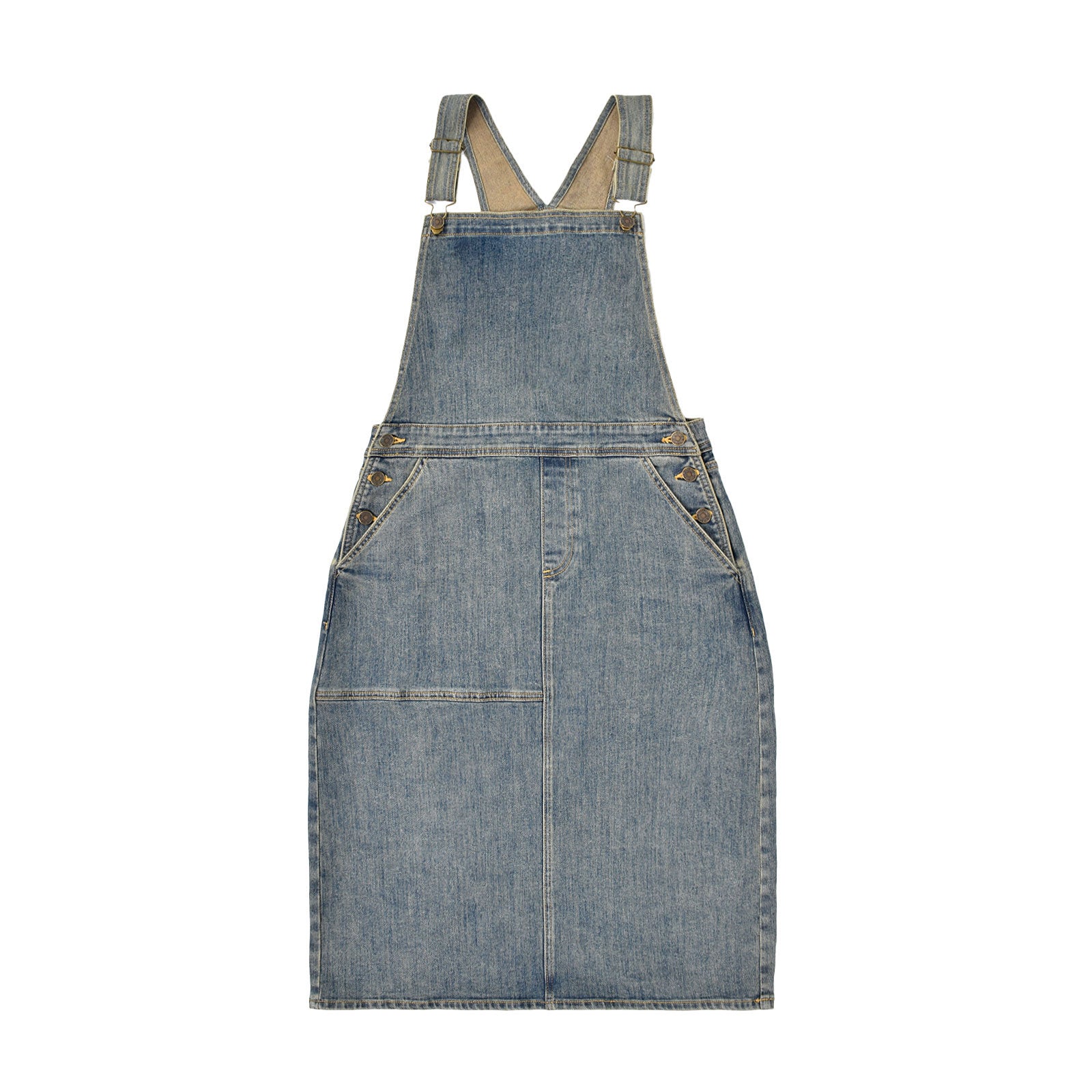 Custom Women Vintage Washed Denim Overalls Dress
