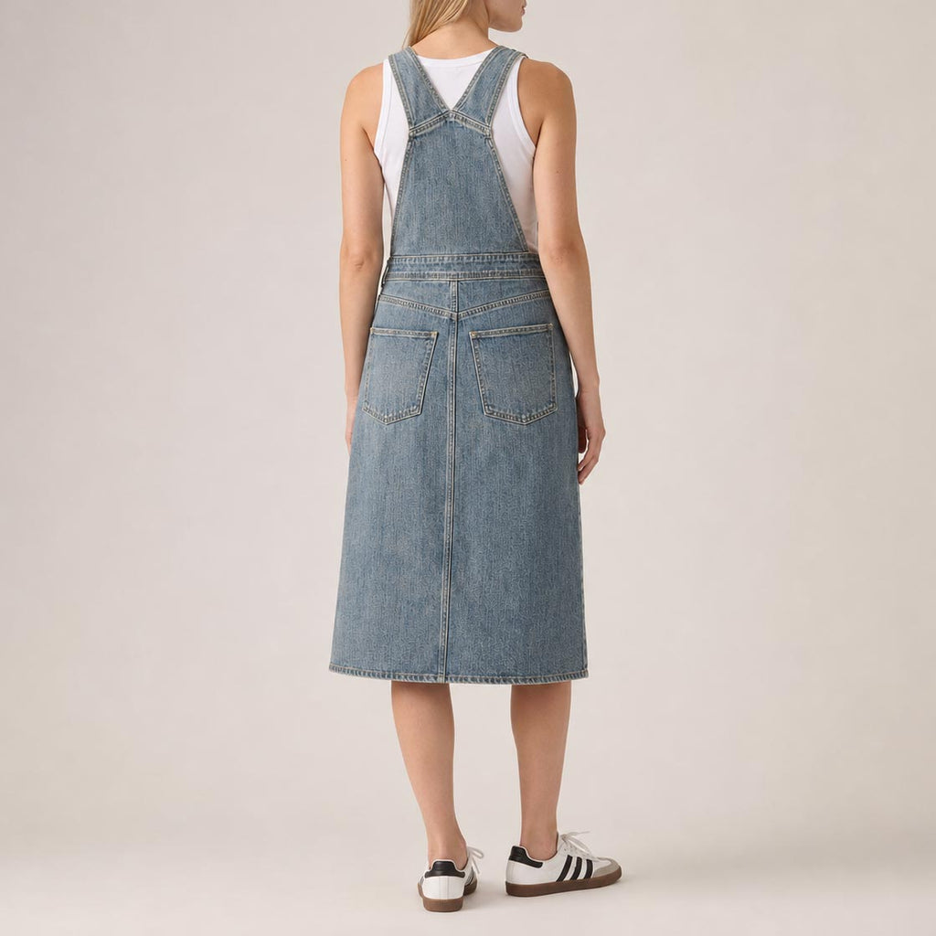 Custom Women Vintage Washed Denim Overalls Dress