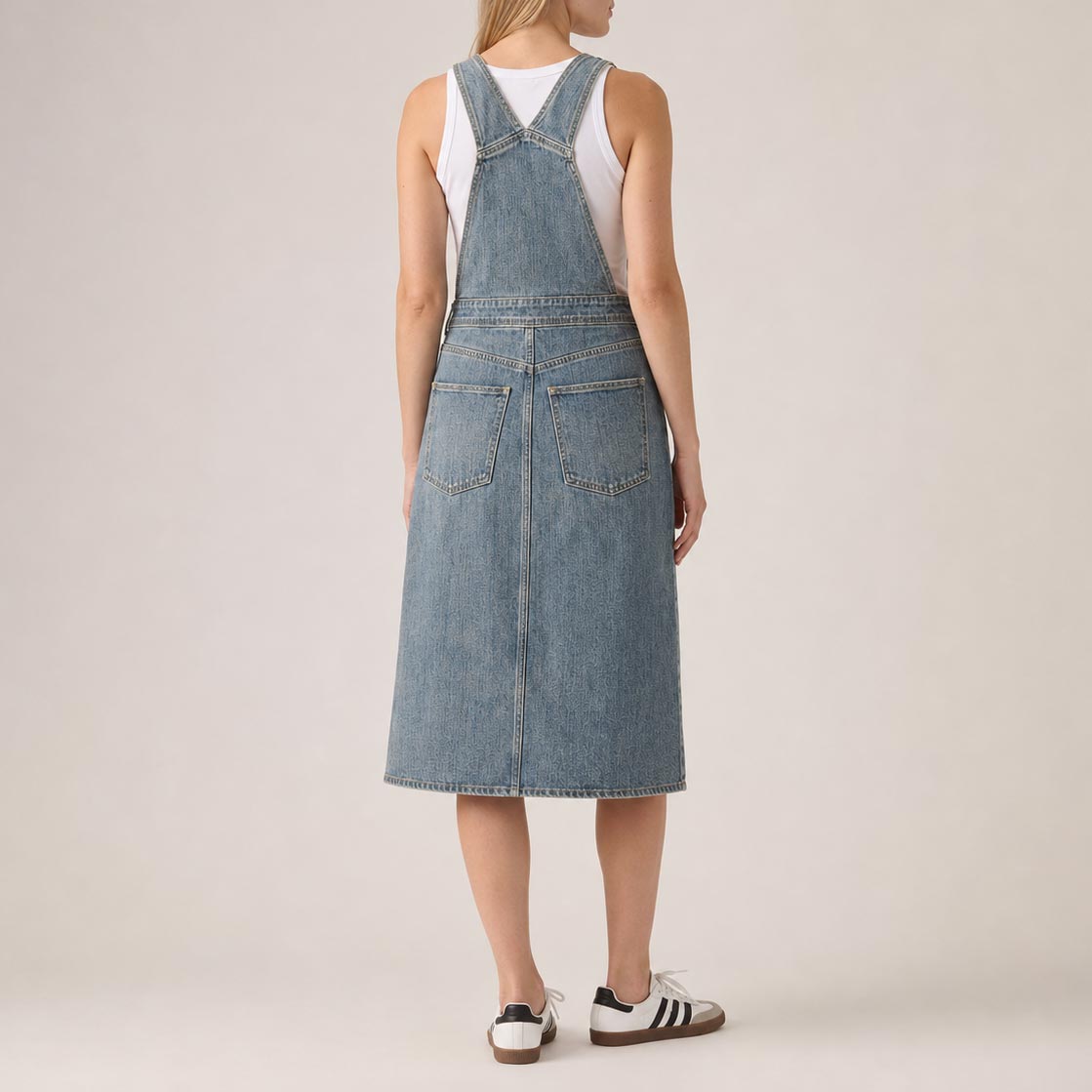Custom Women Vintage Washed Denim Overalls Dress