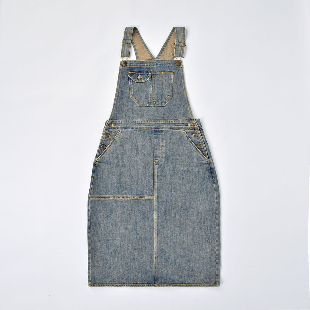 Custom Women Vintage Washed Denim Overalls Dress