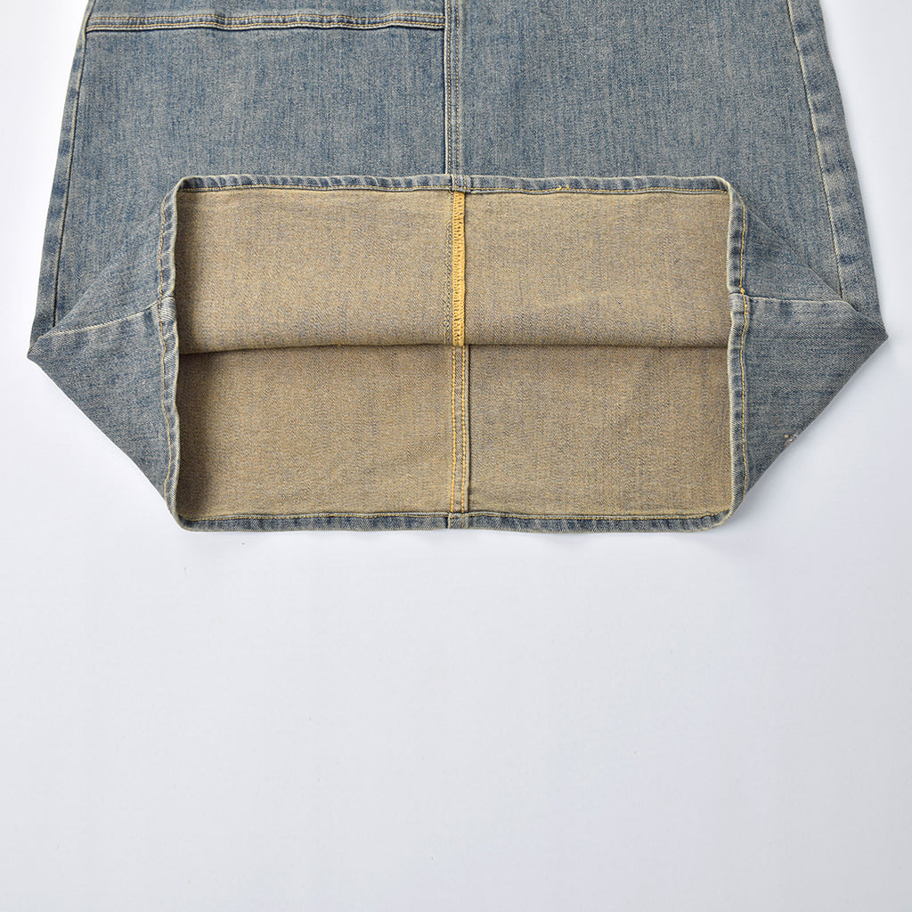 Custom Women Vintage Washed Denim Overalls Dress
