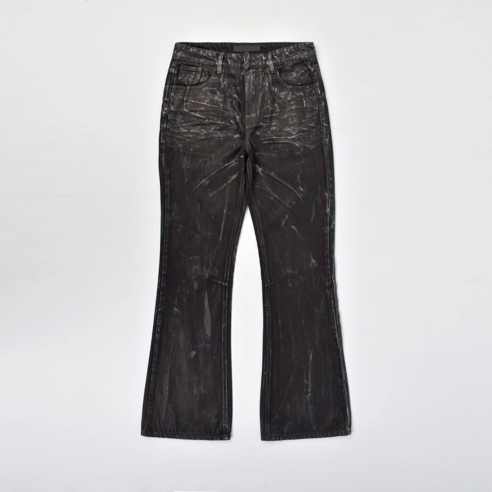 Custom Men's Black Waxed Coat Bootcut Jeans