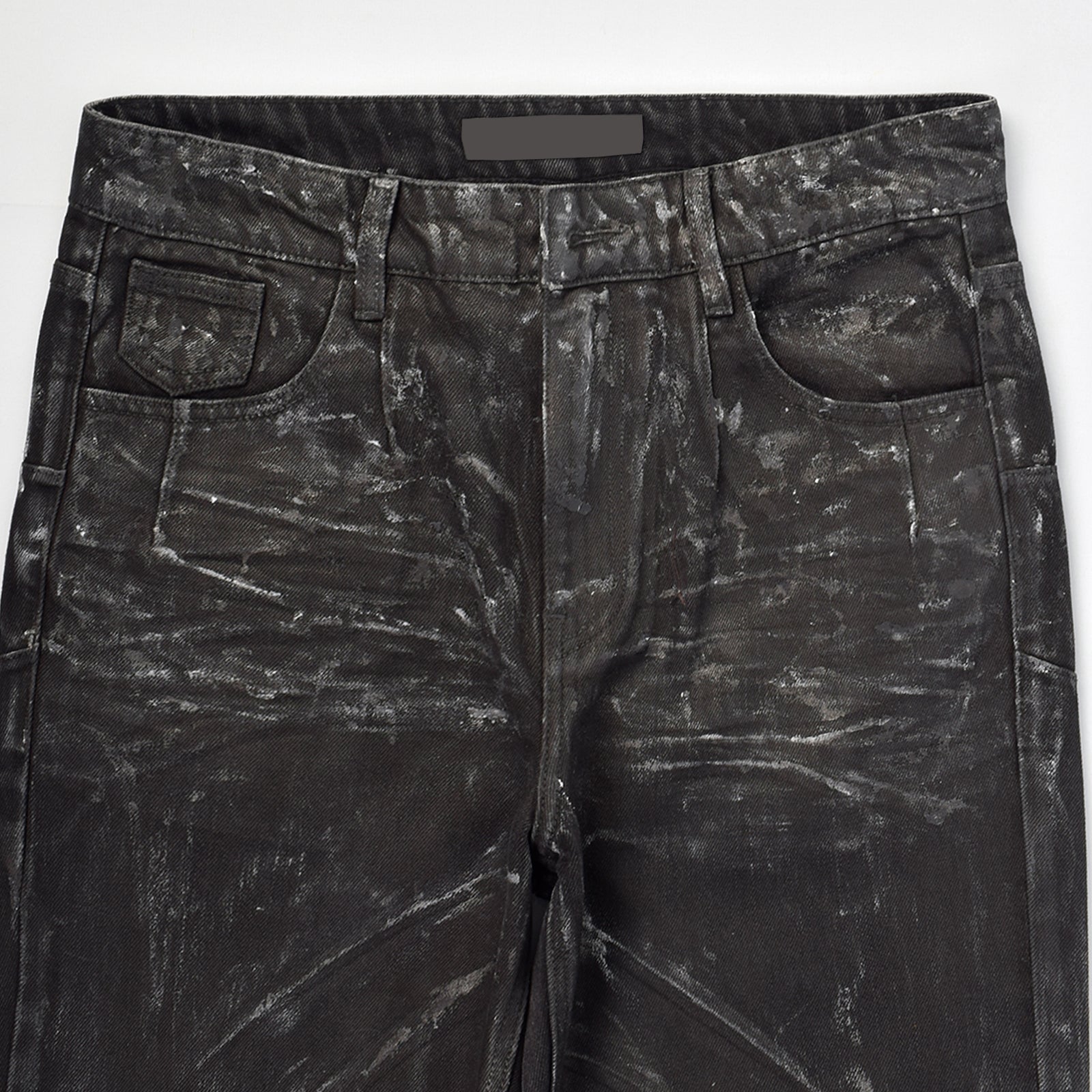 Custom Men's Black Waxed Coat Bootcut Jeans
