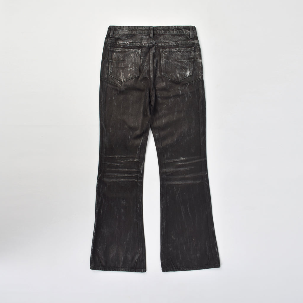 Custom Men's Black Waxed Coat Bootcut Jeans