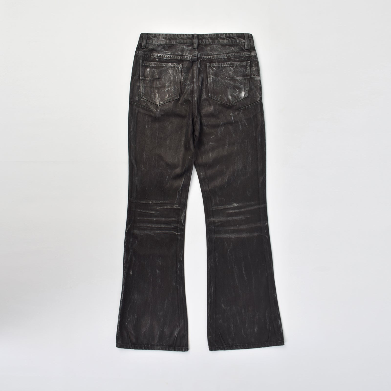 Custom Men's Black Waxed Coat Bootcut Jeans