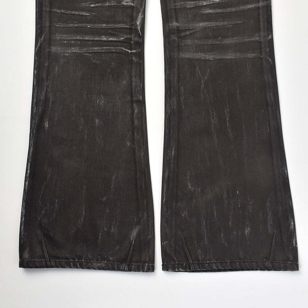 Custom Men's Black Waxed Coat Bootcut Jeans