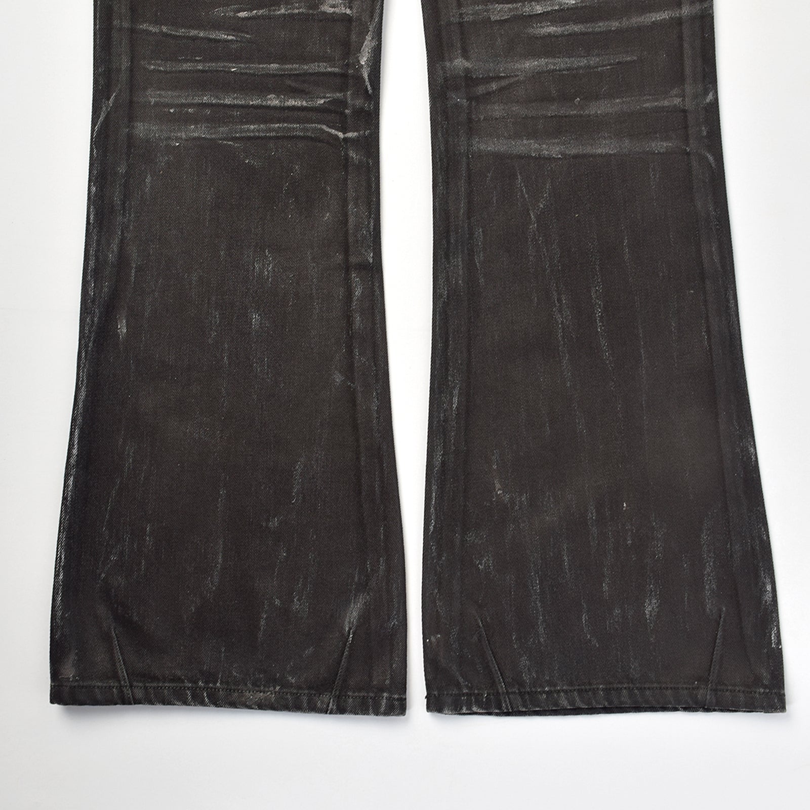 Custom Men's Black Waxed Coat Bootcut Jeans