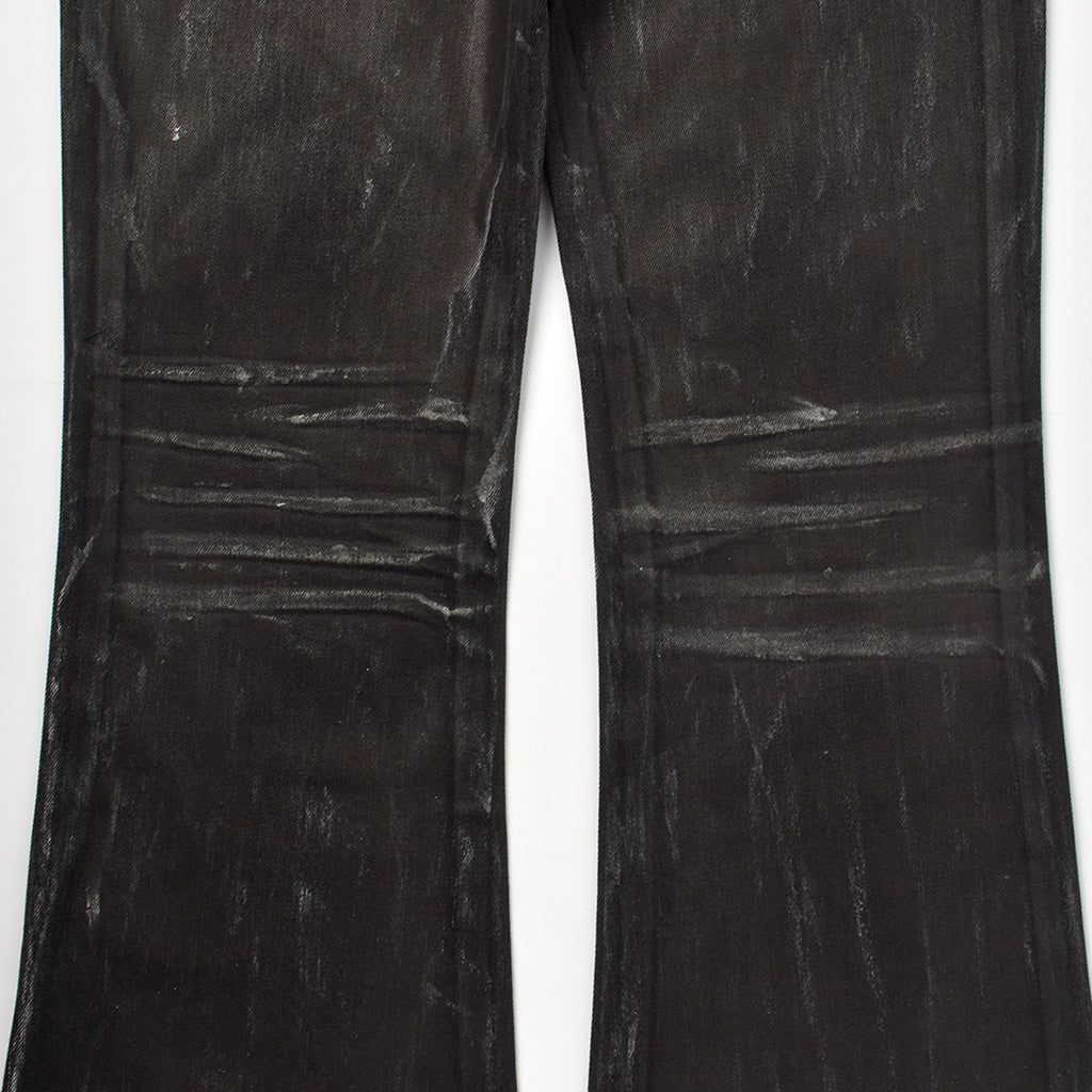 Custom Men's Black Waxed Coat Bootcut Jeans