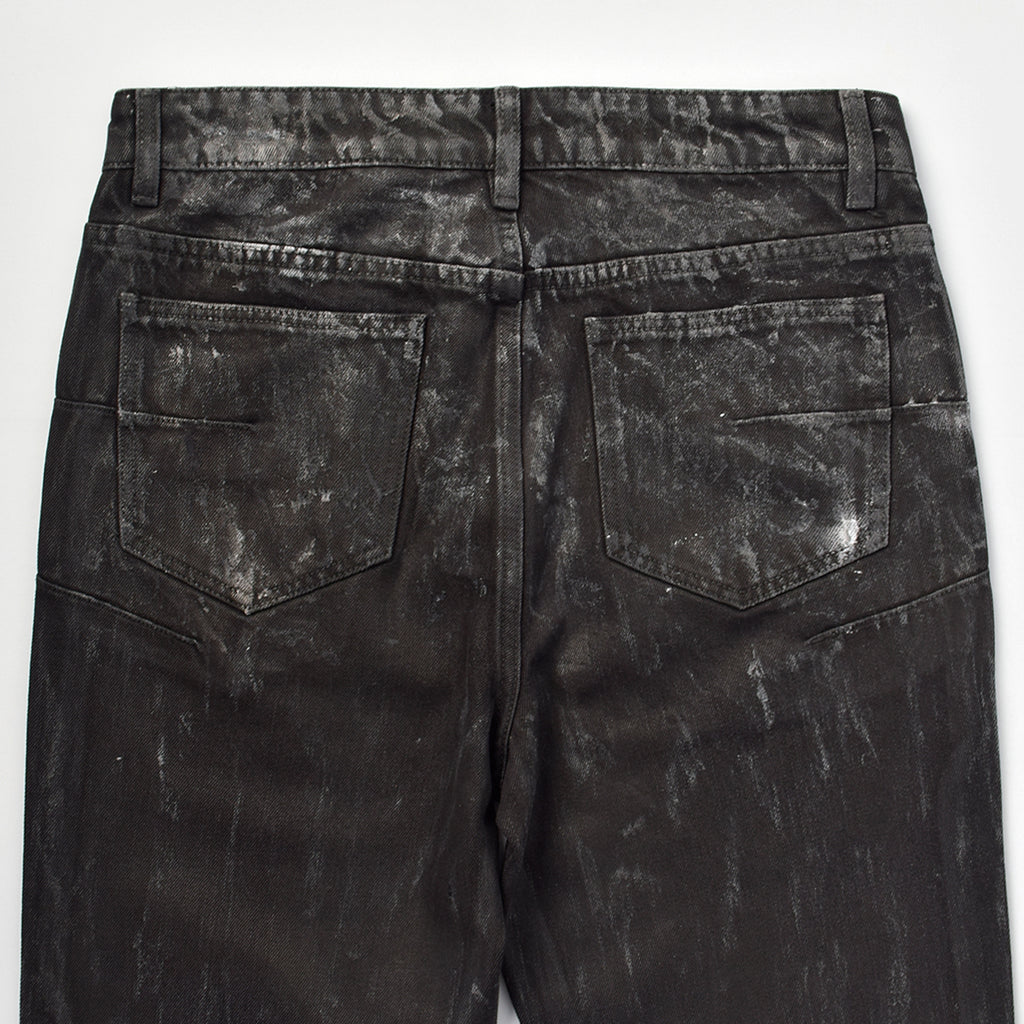 Custom Men's Black Waxed Coat Bootcut Jeans