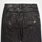 Custom Men's Black Waxed Coat Bootcut Jeans