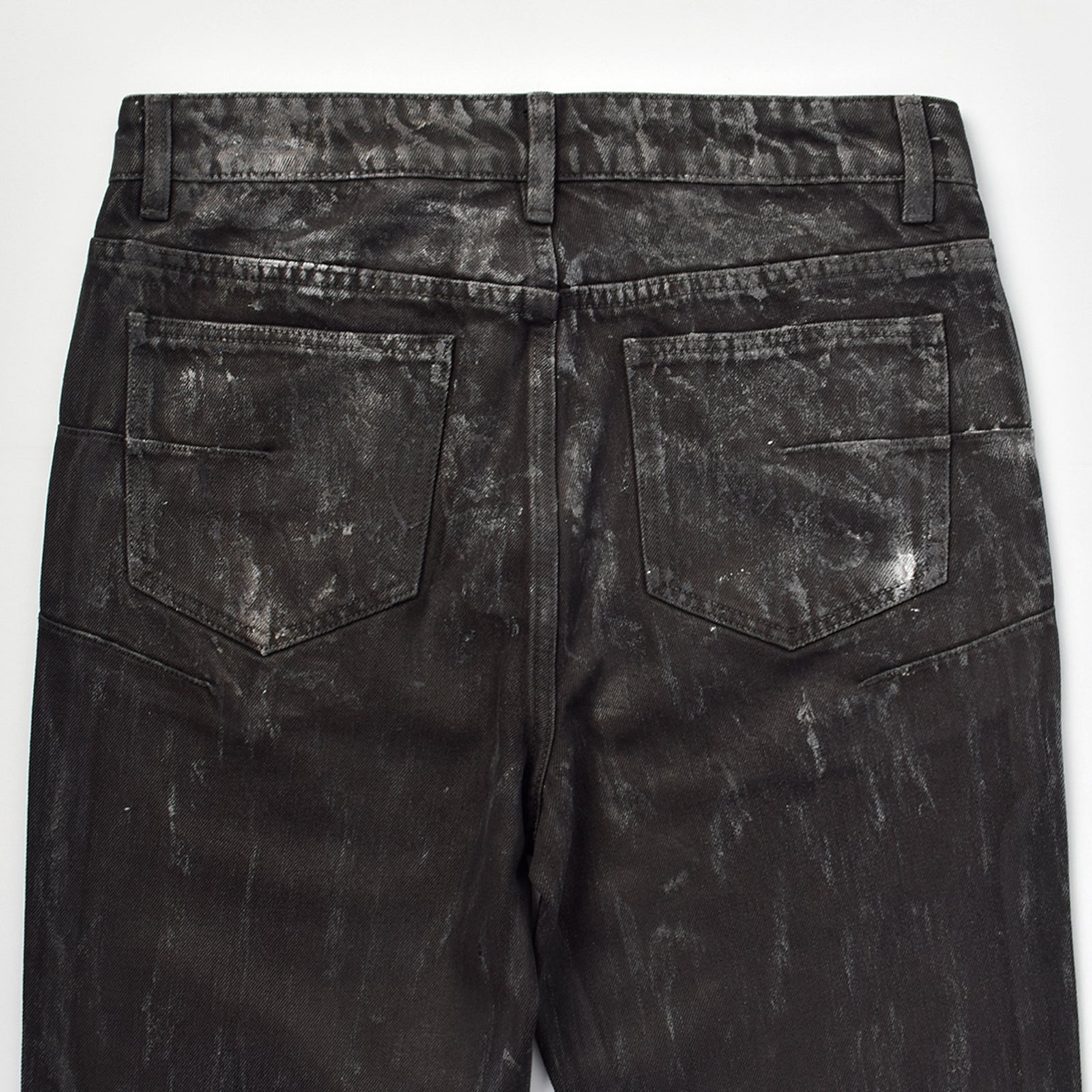 Custom Men's Black Waxed Coat Bootcut Jeans