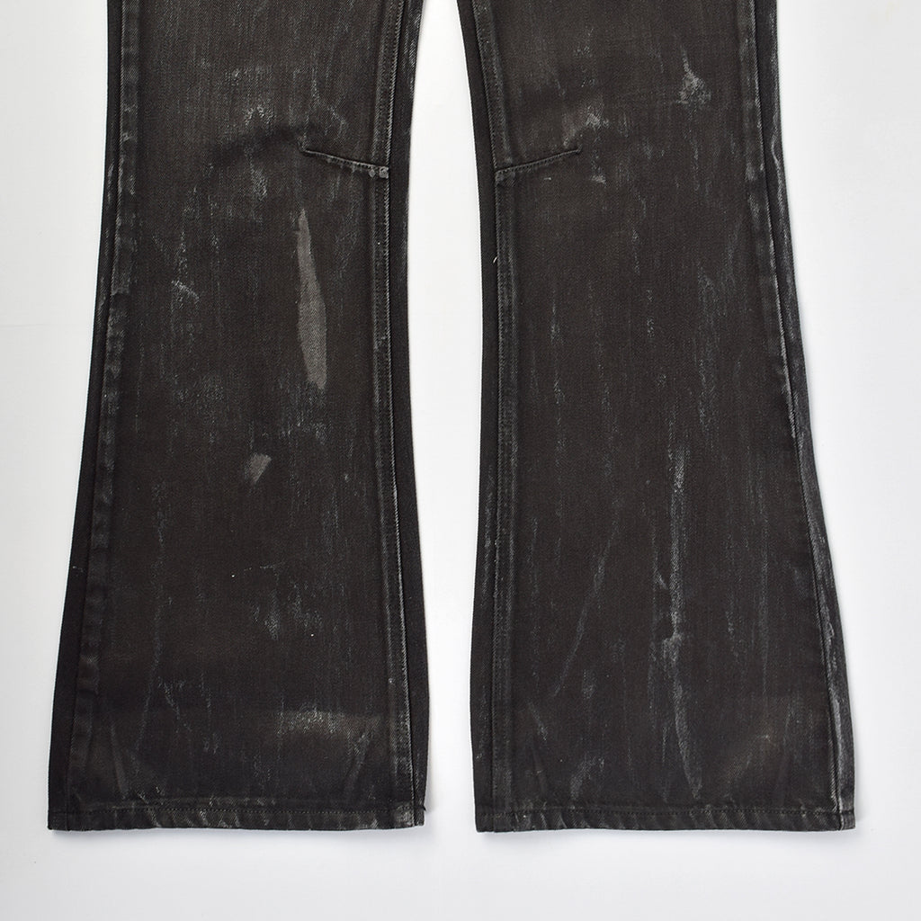 Custom Men's Black Waxed Coat Bootcut Jeans