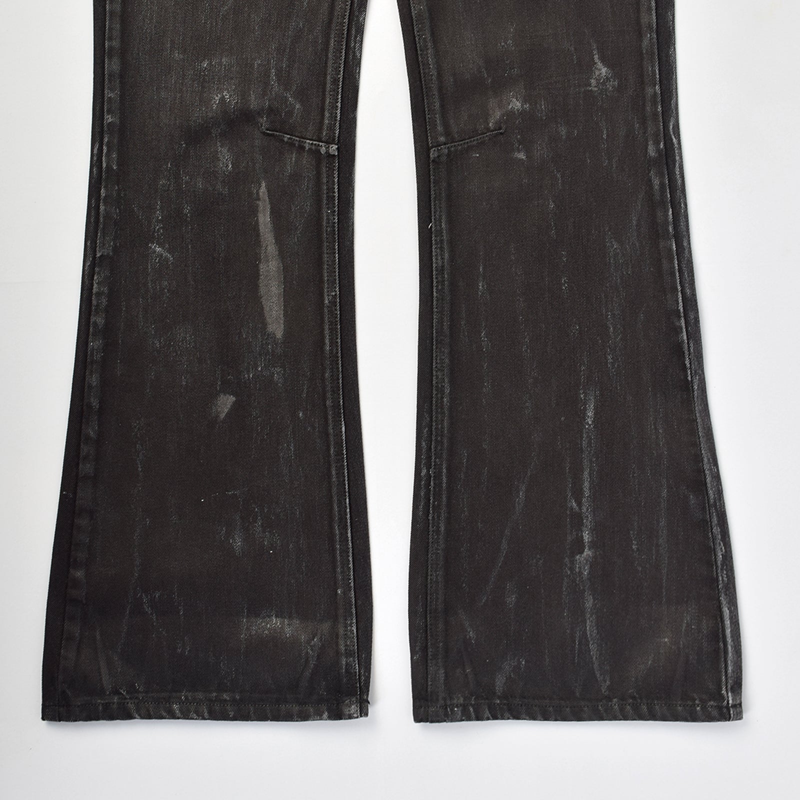 Custom Men's Black Waxed Coat Bootcut Jeans