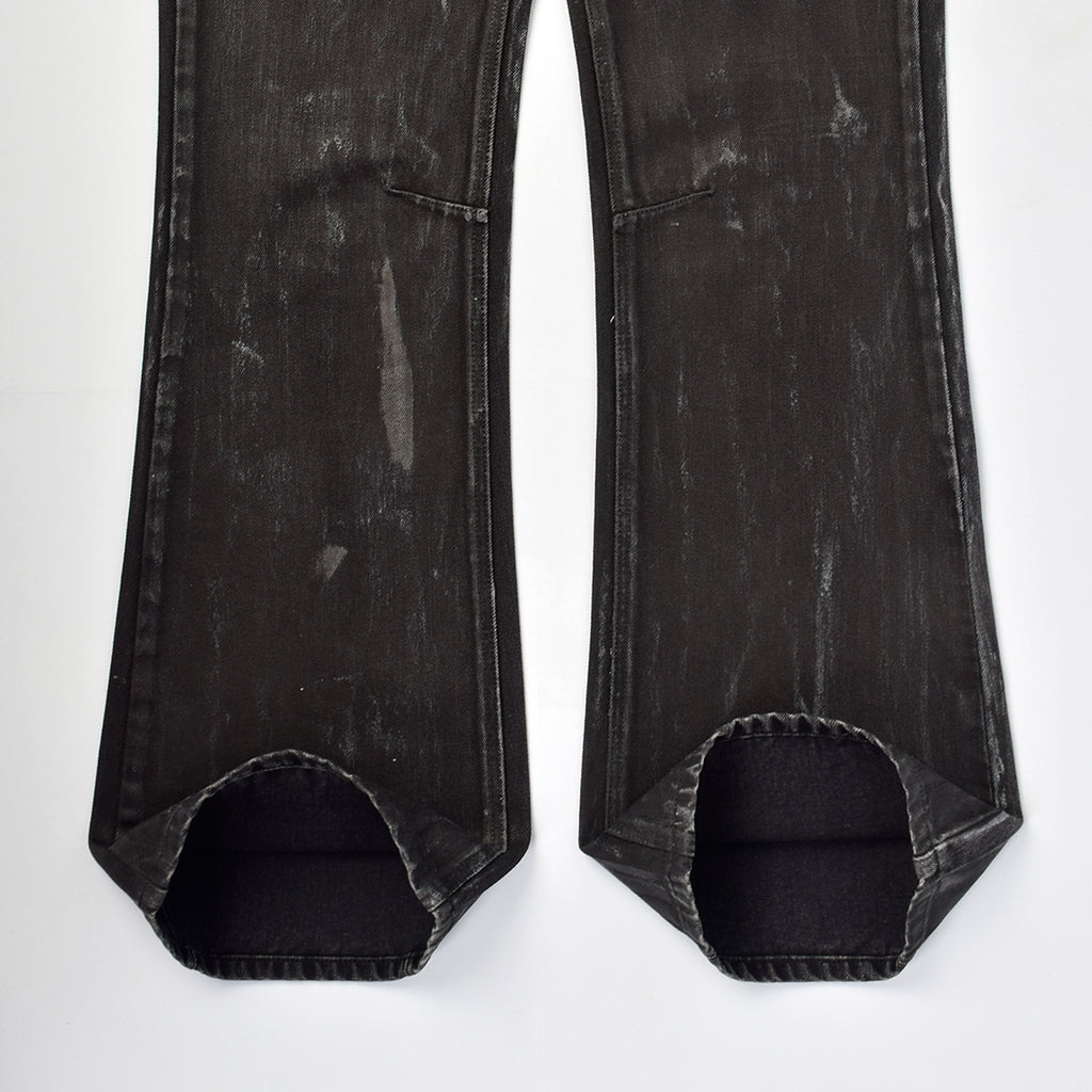 Custom Men's Black Waxed Coat Bootcut Jeans