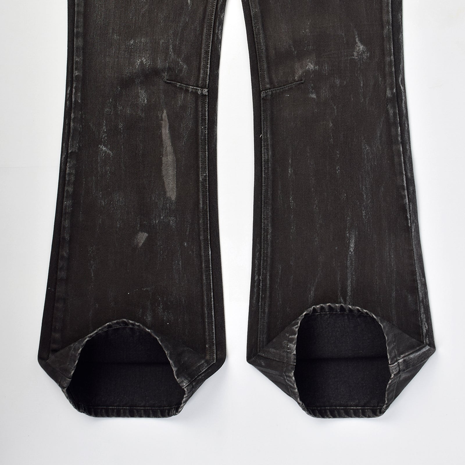 Custom Men's Black Waxed Coat Bootcut Jeans
