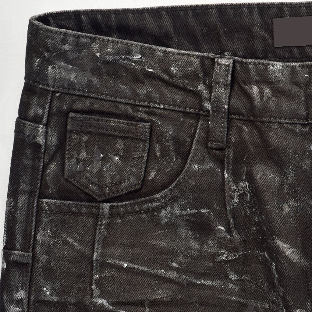 Custom Men's Black Waxed Coat Bootcut Jeans