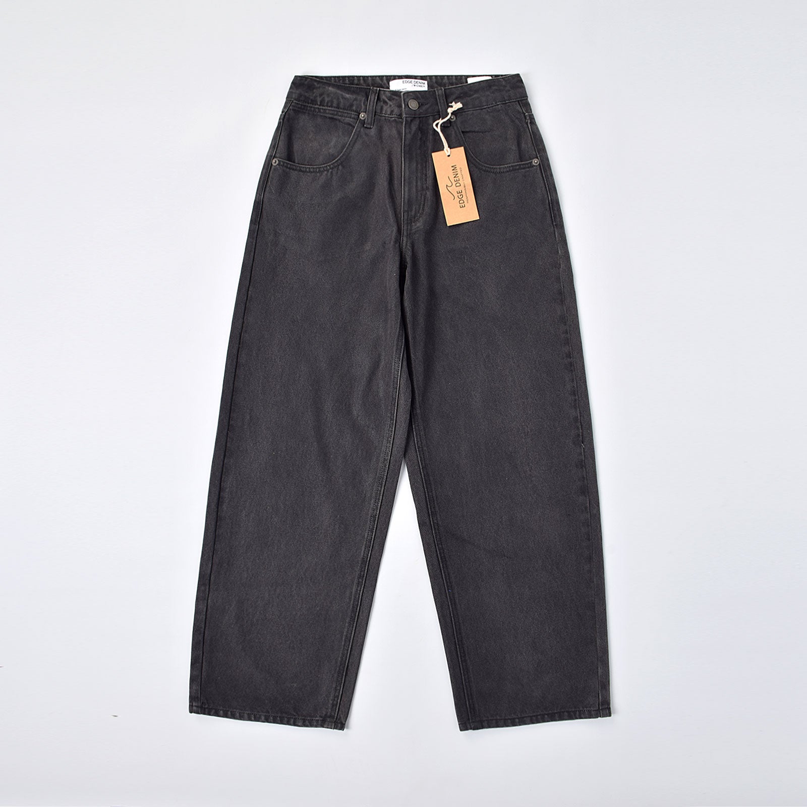 Custom Women's Waxed Coat Black Baggy Fit Jeans