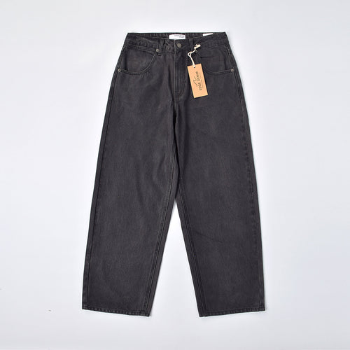 Custom Women's Waxed Coat Black Baggy Fit Jeans