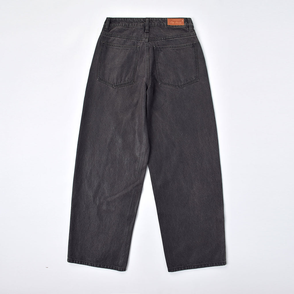 Custom Women's Waxed Coat Black Baggy Fit Jeans