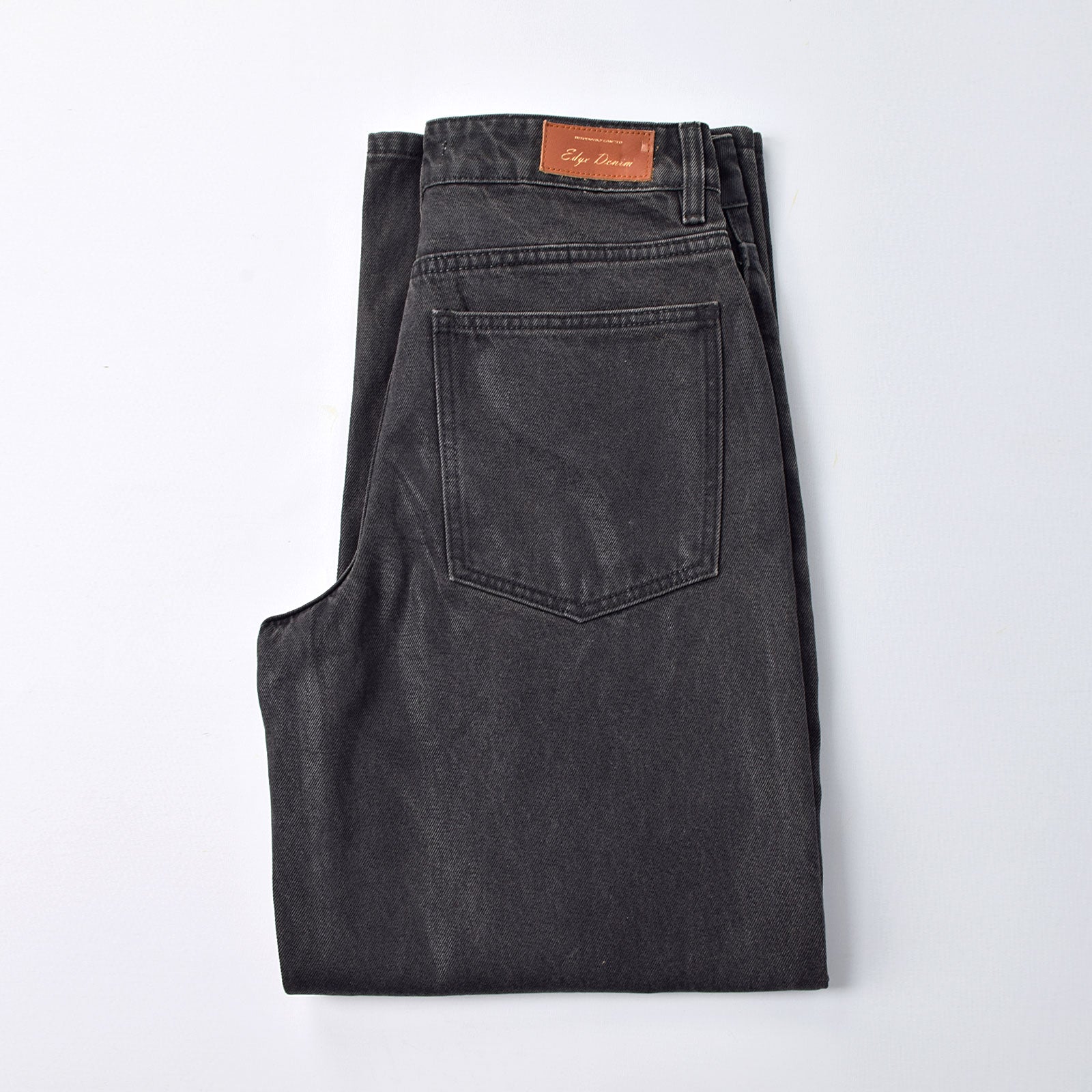 Custom Women's Waxed Coat Black Baggy Fit Jeans