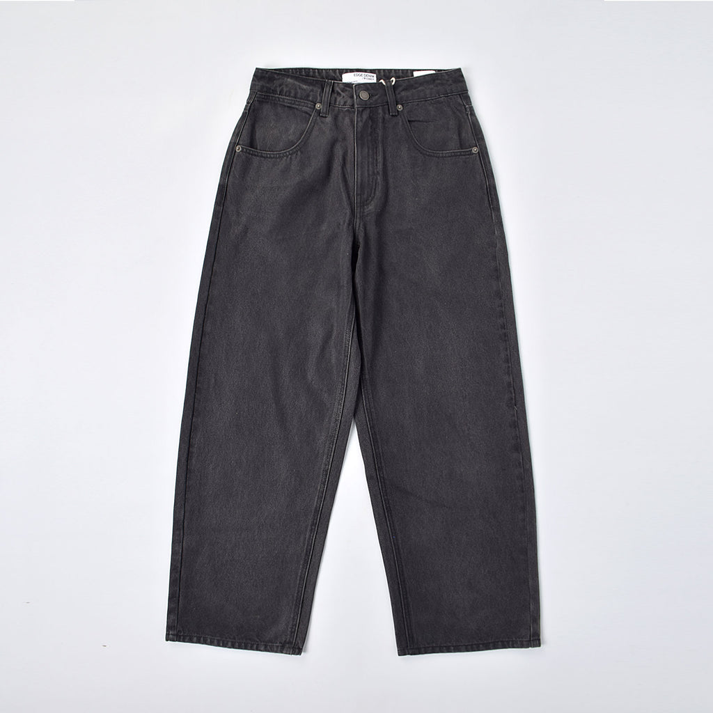 Custom Women's Waxed Coat Black Baggy Fit Jeans