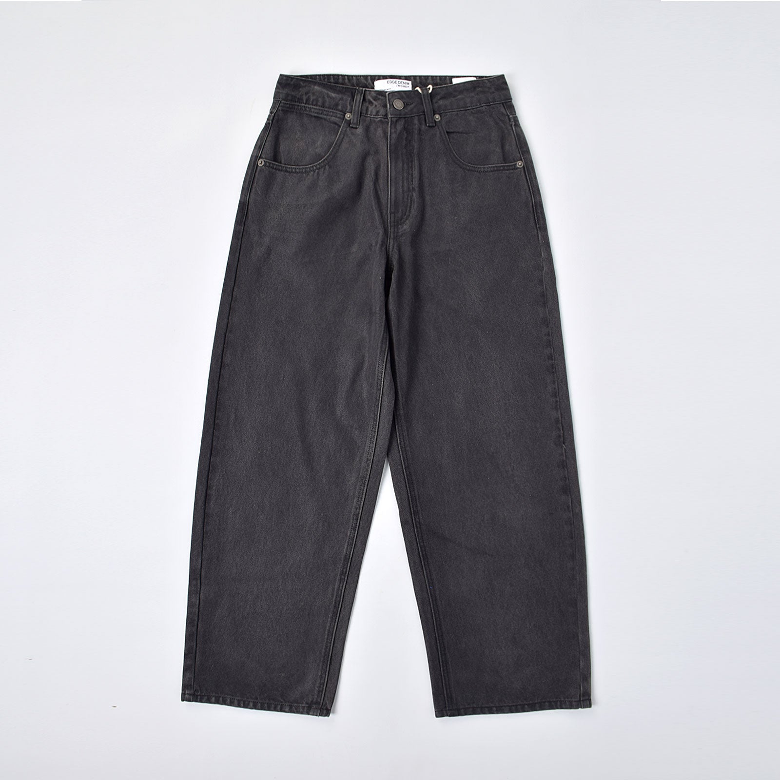 Custom Women's Waxed Coat Black Baggy Fit Jeans