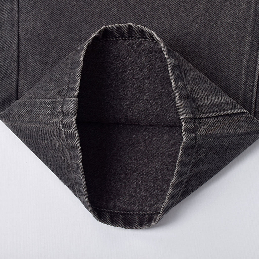 Custom Women's Waxed Coat Black Baggy Fit Jeans