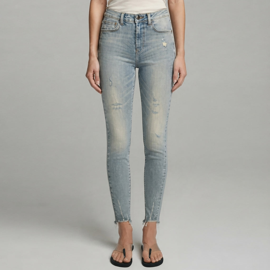 Custom Women's Distressed Washed Skinny Jeans