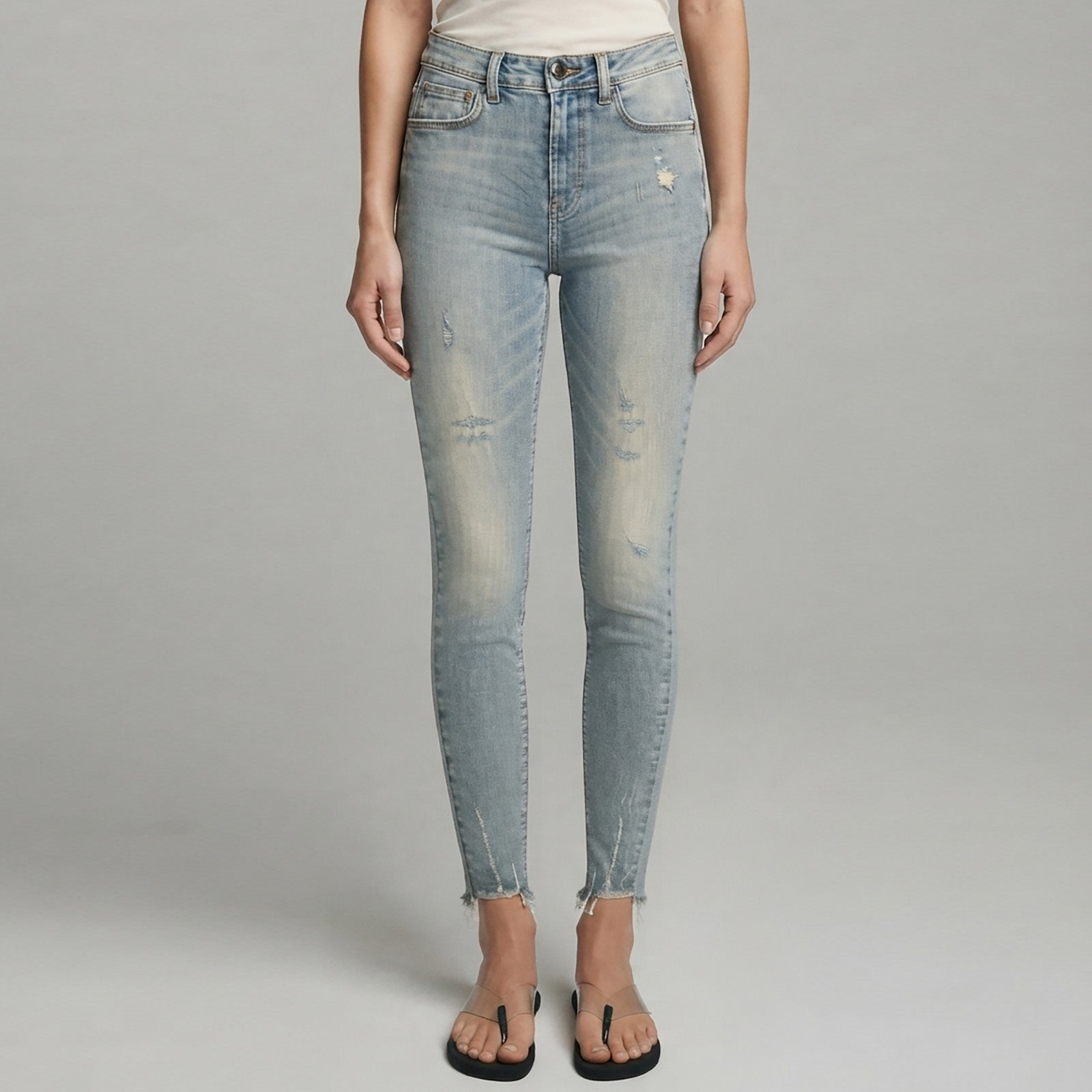 Custom Women's Distressed Washed Skinny Jeans