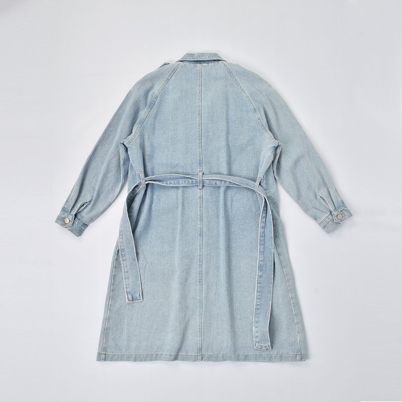 Custom Women's Blue Plain Denim Long Jacket