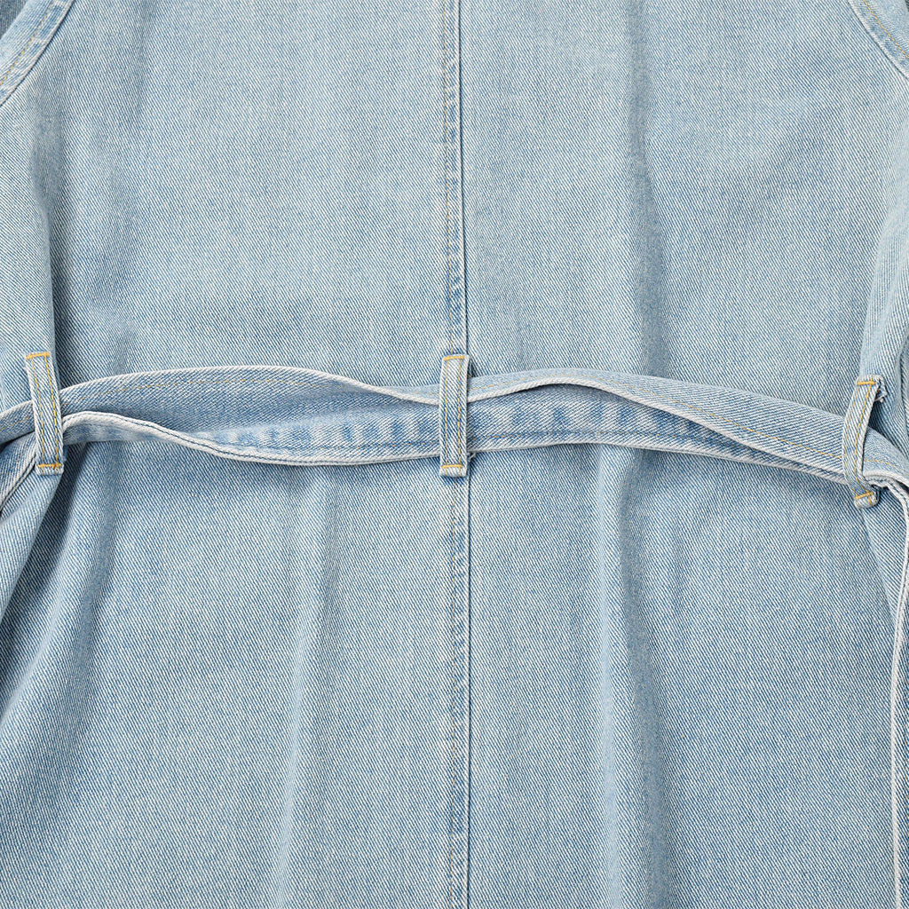 Custom Women's Blue Plain Denim Long Jacket