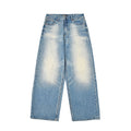 Custom Men's Vintage Washed Baggy Blue Jeans With Selvedge Denim