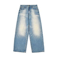 Custom Men's Vintage Washed Baggy Blue Jeans With Selvedge Denim