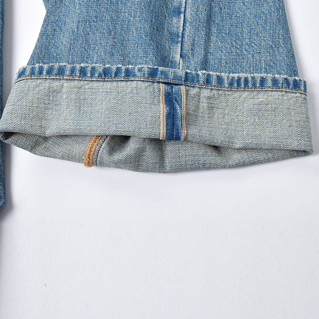 Custom Men's Vintage Washed Baggy Blue Jeans With Selvedge Denim