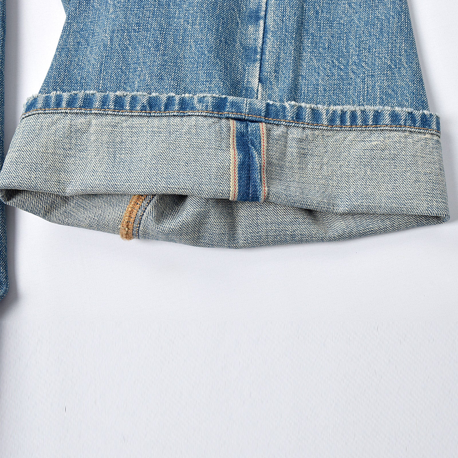 Custom Men's Vintage Washed Baggy Blue Jeans With Selvedge Denim