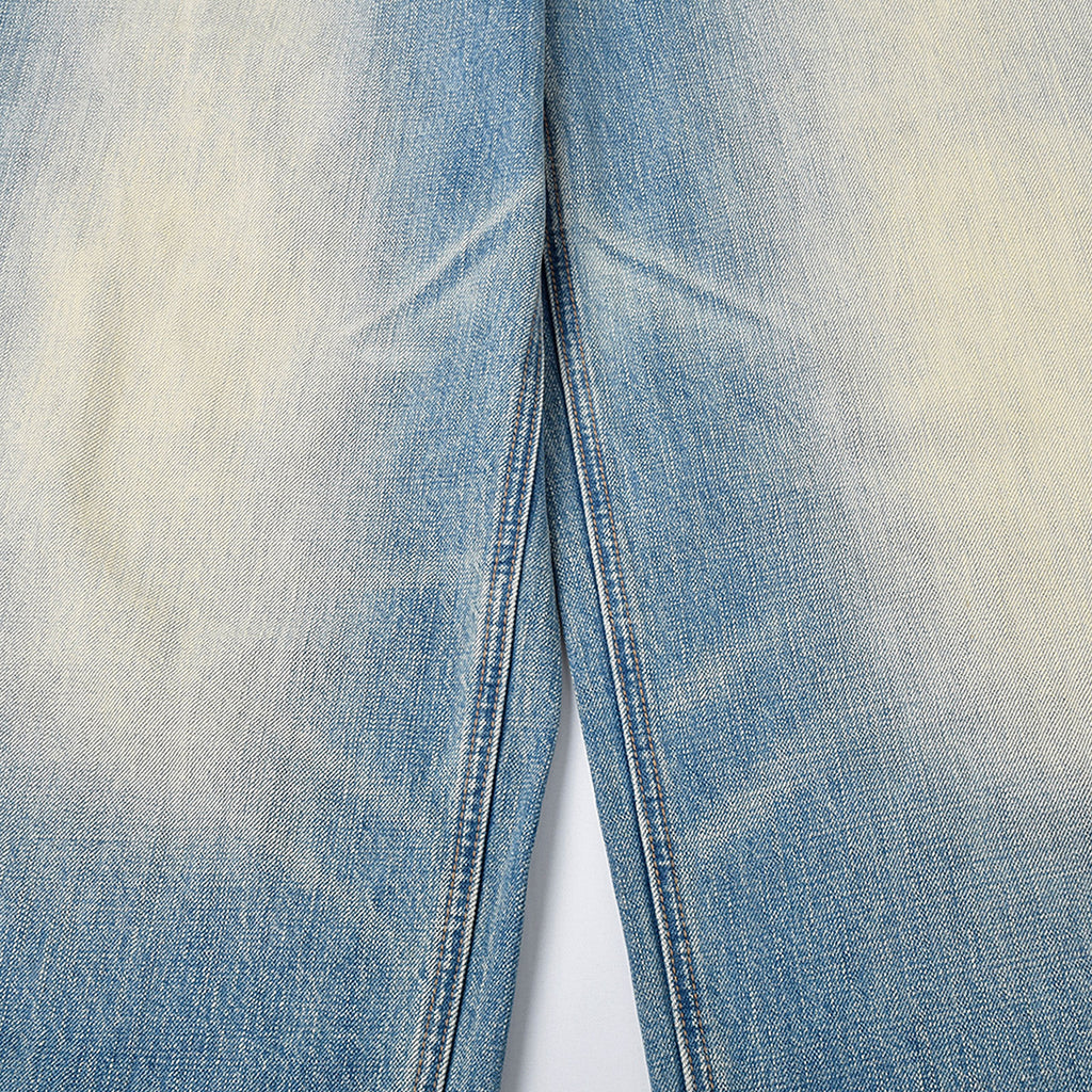 Custom Men's Vintage Washed Baggy Blue Jeans With Selvedge Denim