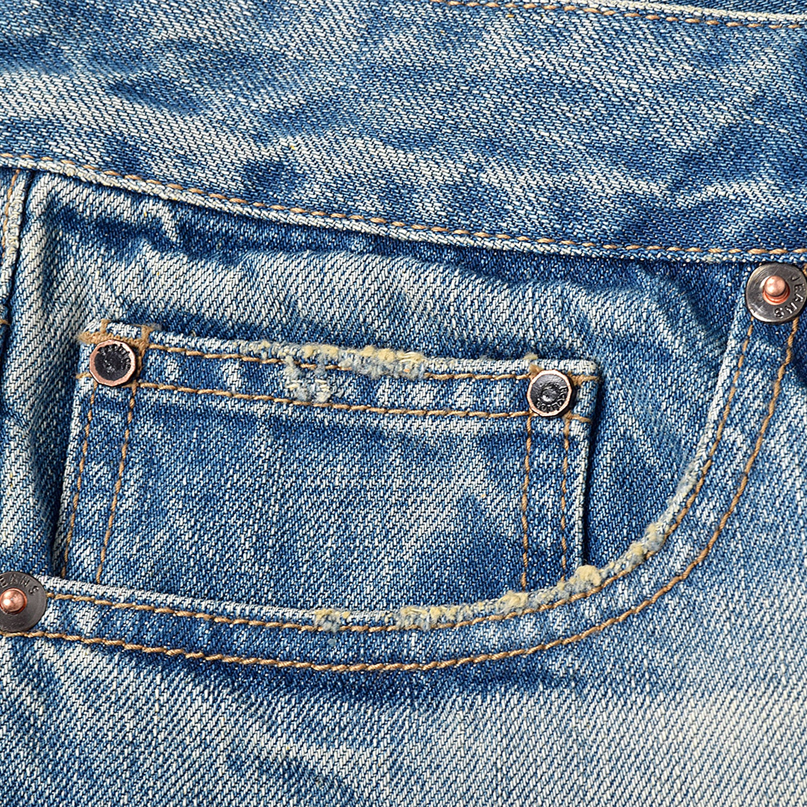 Custom Men's Vintage Washed Baggy Blue Jeans With Selvedge Denim