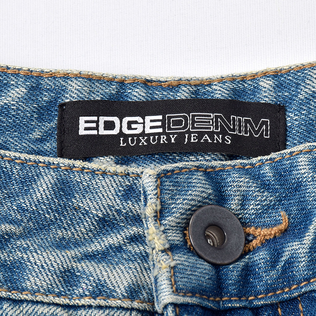 Custom Men's Vintage Washed Baggy Blue Jeans With Selvedge Denim
